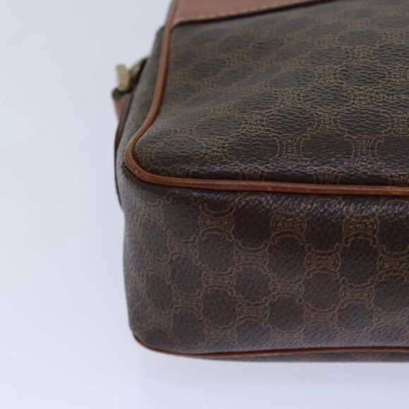 CELINE Macadam Canvas Shoulder Bag PVC Leather Brown Gold Auth 85387 - Picture 5 of 16